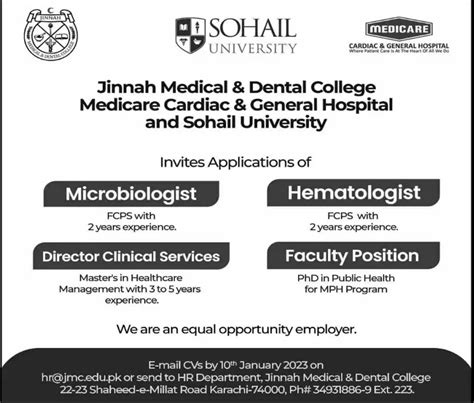 Jinnah Postgraduate Medical Centre Jpmc Karachi Jobs 2023
