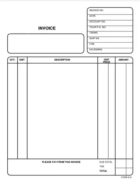 printable blank invoice templates