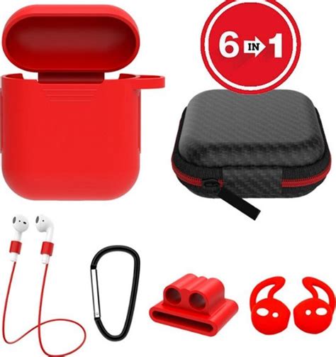 siliconen case met accessoires geschikt voor airpods rood bolcom