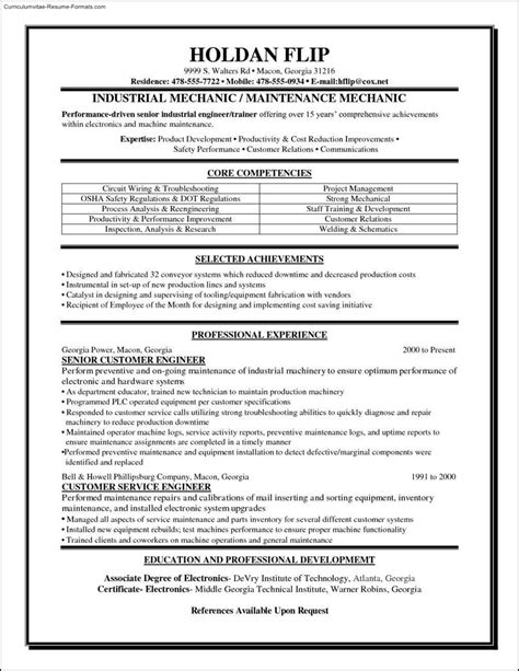 maintenance resume templates  samples examples format resume