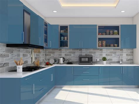 trooper blue  shaped modular kitchen india homelane