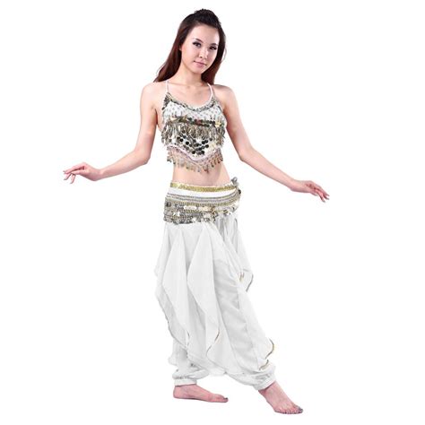 Belly Dance Costume Peppers Top Bra With Gold Wavy Harem