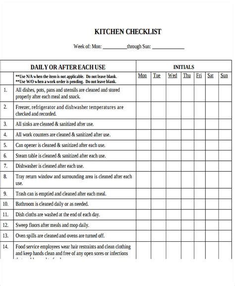 commercial kitchen cleaning schedule template uk dandk organizer