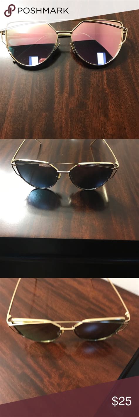 trendy 🕶 sunglasses mirrored lens gold frames cute trendy shades for