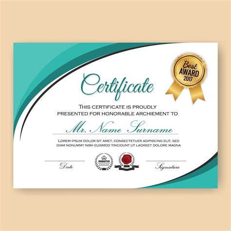 modern verified certificate background template  turquoise