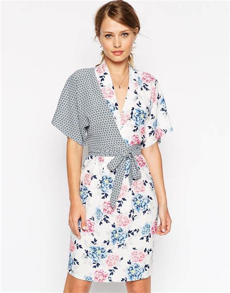 image   asos kimono wrap dress  mixed print kimono wrap dress  dress dress style