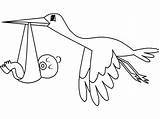 Coloring Pages Kids Stork Baby Bird Flying Colouring Birds sketch template