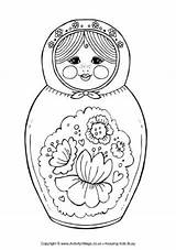 Coloring Russian Pages Doll Matryoshka Colouring Russia Dolls Kids Crafts Nesting sketch template
