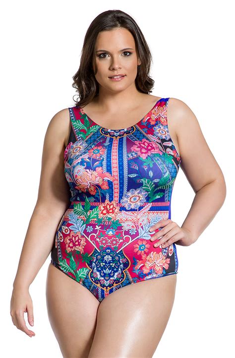 Colorful Plus Size Brazilian One Piece Swimsuit Cobalt Back Body