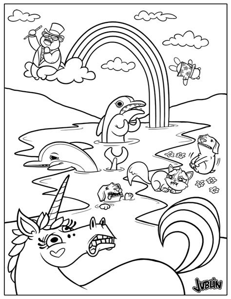 animals unicorn  rainbow coloring page printable ecoloringpagecom