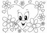 Coloring Valentine Flowers Pages sketch template