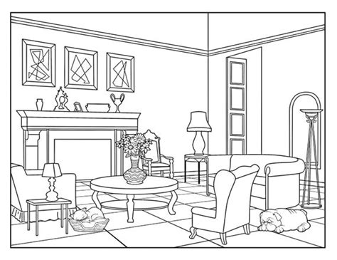 living room   house coloring pages  adults  etsy
