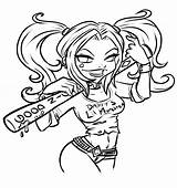 Harley Quinn Coloring Chibi Pages Printable Description sketch template