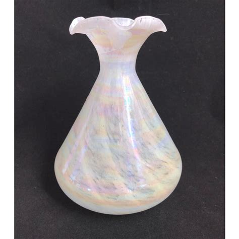 Original Arte Murano Italy Blown Glass Vase Iridescent