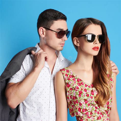 fashion beautiful couple in sunglasses stock image image