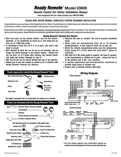 avital  remote starter wiring schematic