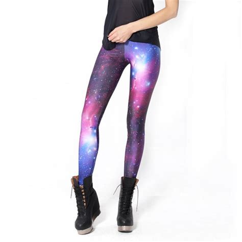 2017 new arrival sexy women galaxy leggings space printed pants milk