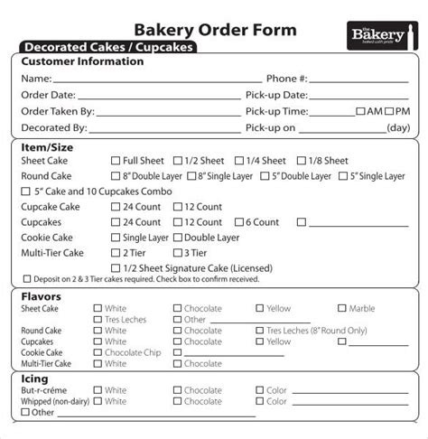 bakery order templates ai ms excel ms word