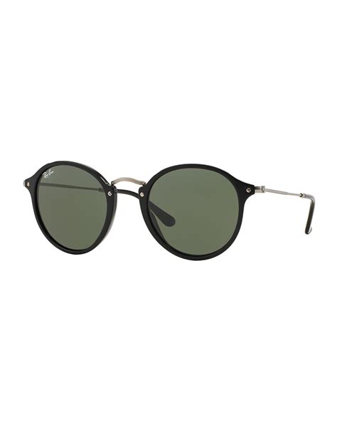 ray ban round plastic metal sunglasses in black lyst