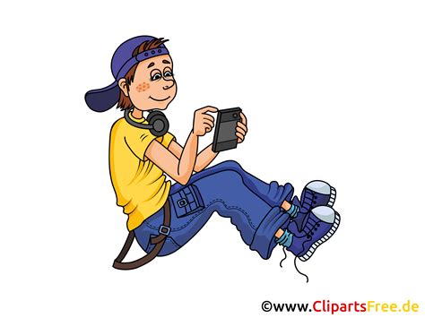 jongen met smartphone illustratie afbeelding grafisch clip art gratis
