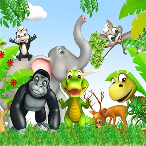 laeacco cartoon elephant monkey jungle party baby photography backgrounds customized