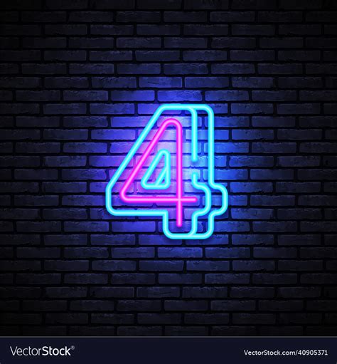 number  symbol neon sign  royalty  vector image