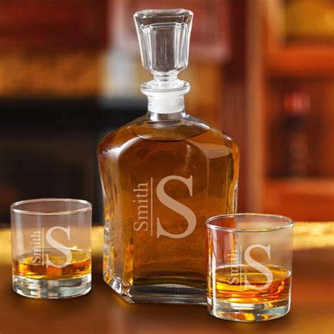 Monogrammed Decanter Set With 2 Low Ball Glasses Famous Favors