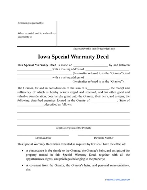 iowa warranty deed form  printable  templateroller sexiz pix