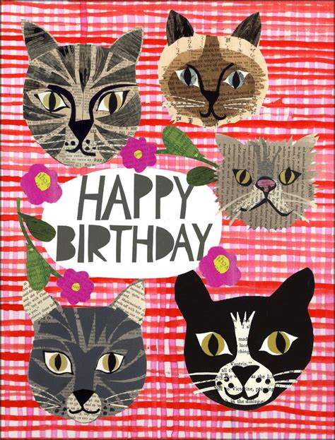 Happy Birthday Cats Greeting Card Paste