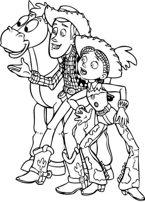 Toy Story Woody With Jessie Coloring Pages Coloriage Toy