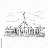 Canberra Parliament Parlamento Illustrazione Grafica Freehand sketch template
