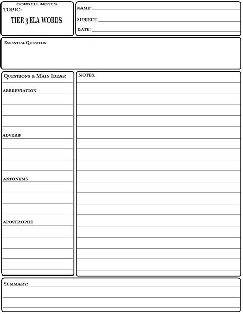 reading sage cornell notes cornell note  method