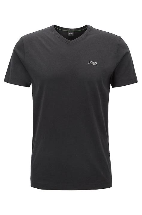 Hugo Boss Regular Fit V Neck T Shirt In Soft Cotton Black T Shirts