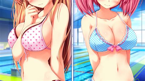 2girls Bikini Blonde Hair Blush Breasts Cleavage Clochette