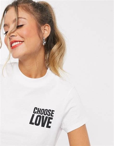 refugees choose love cropped  shirt  white asos crop tshirt choose love  refugees