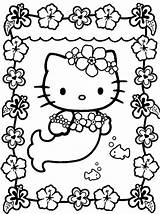 Coloring Mermaid Pages Cute Mermaids Hello Kitty Comments Swimming sketch template