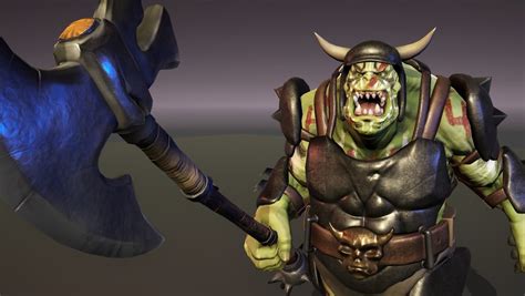 orc ogre with armor and axe 3d model animated cgtrader