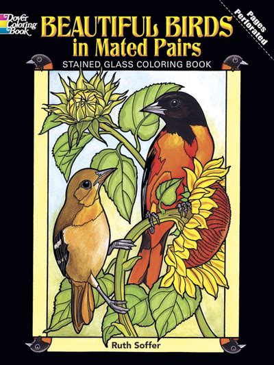 beautiful birds  mated pairs stained glass coloring book  ruth