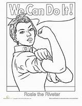 Coloring Rosie Pages History Riveter Feminist Drawing Women Month Education Book Printable People Roosevelt Worksheets Power Sketch Sheets Colouring Worksheet sketch template