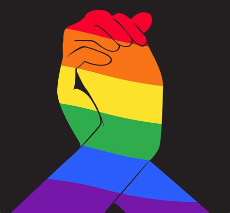 hand holding  hand rainbow flag lgbt symbol  vector art