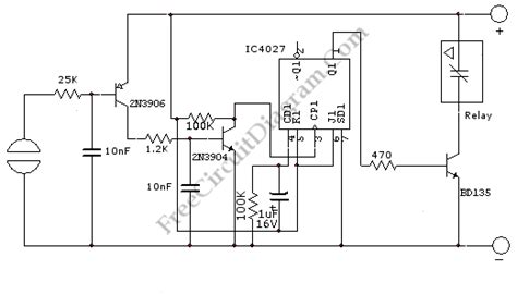 touch switch activated relay electronic circuit diagram