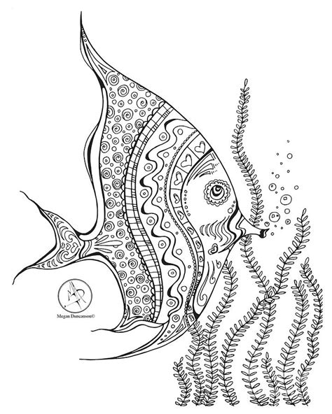 coloring page  beautiful tropical fish  drawing  megan duncanson