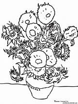 Gogh Sunflowers Girasoles Girasoli Sonnenblumen Supercoloring Girasole Girassol Ausmalbild Malvorlage Vangogh Stampare Ispirazione Colorir Sternennacht Girasol Pinturas Kleurplaat Coloringhome sketch template
