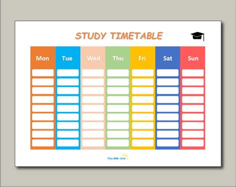 revision timetable template