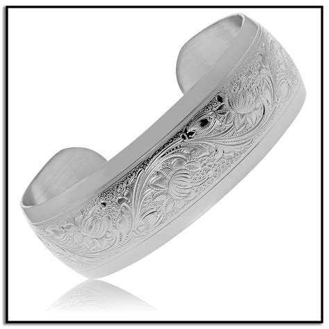 amazoncom sterling silver embossed cuff bracelet bracelets  women