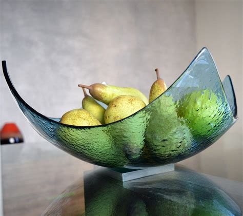 Modern Minimalist Fused Glass Fruit Bowl Centerpiece
