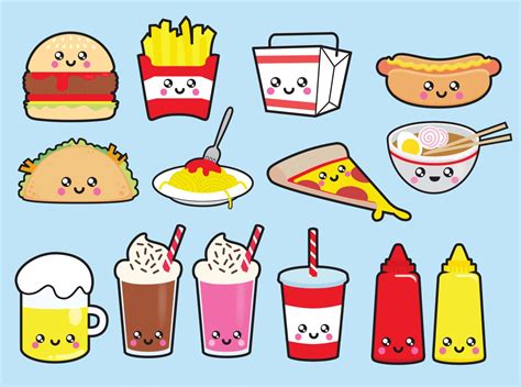 premium vector clipart kawaii junk food clipart kawaii
