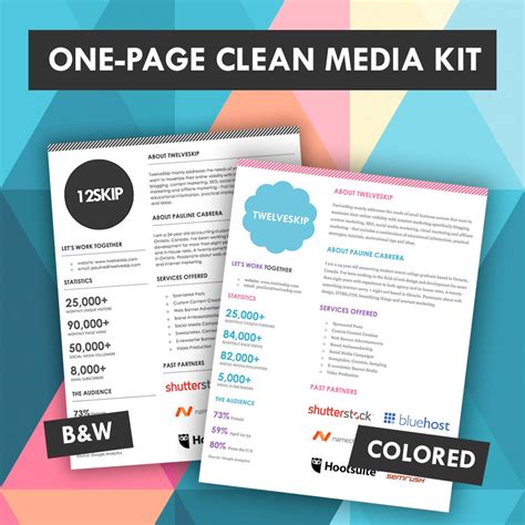 quick  page media kit template press kit media kit pricing marketing etsy