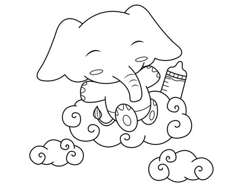 printable baby elephant coloring page