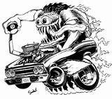 Rat Fink Rod Hot Coloring Pages Drawing Car Cartoon Style Cars Drawings Printable Rods Line Color Chevy Artwork Print Comic sketch template